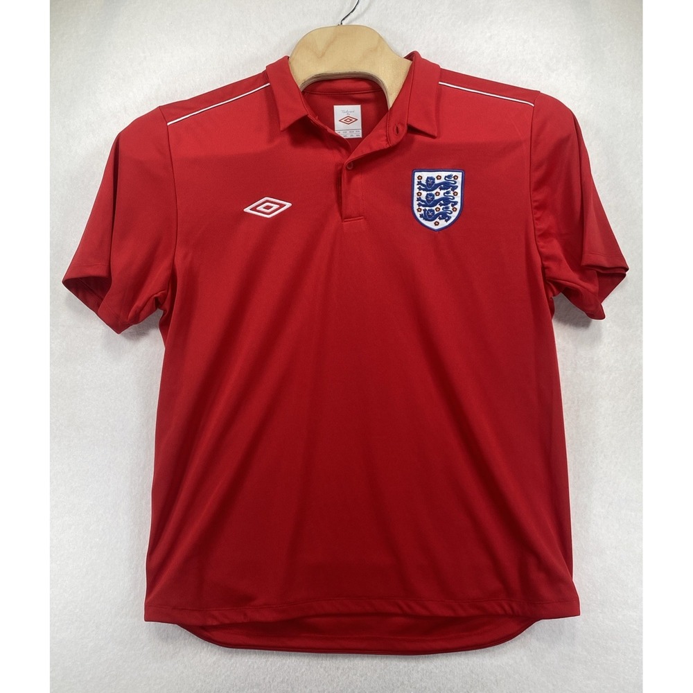 England Team Training Jersey football Polo Shirt Red Umbro Mens sz XXL C46